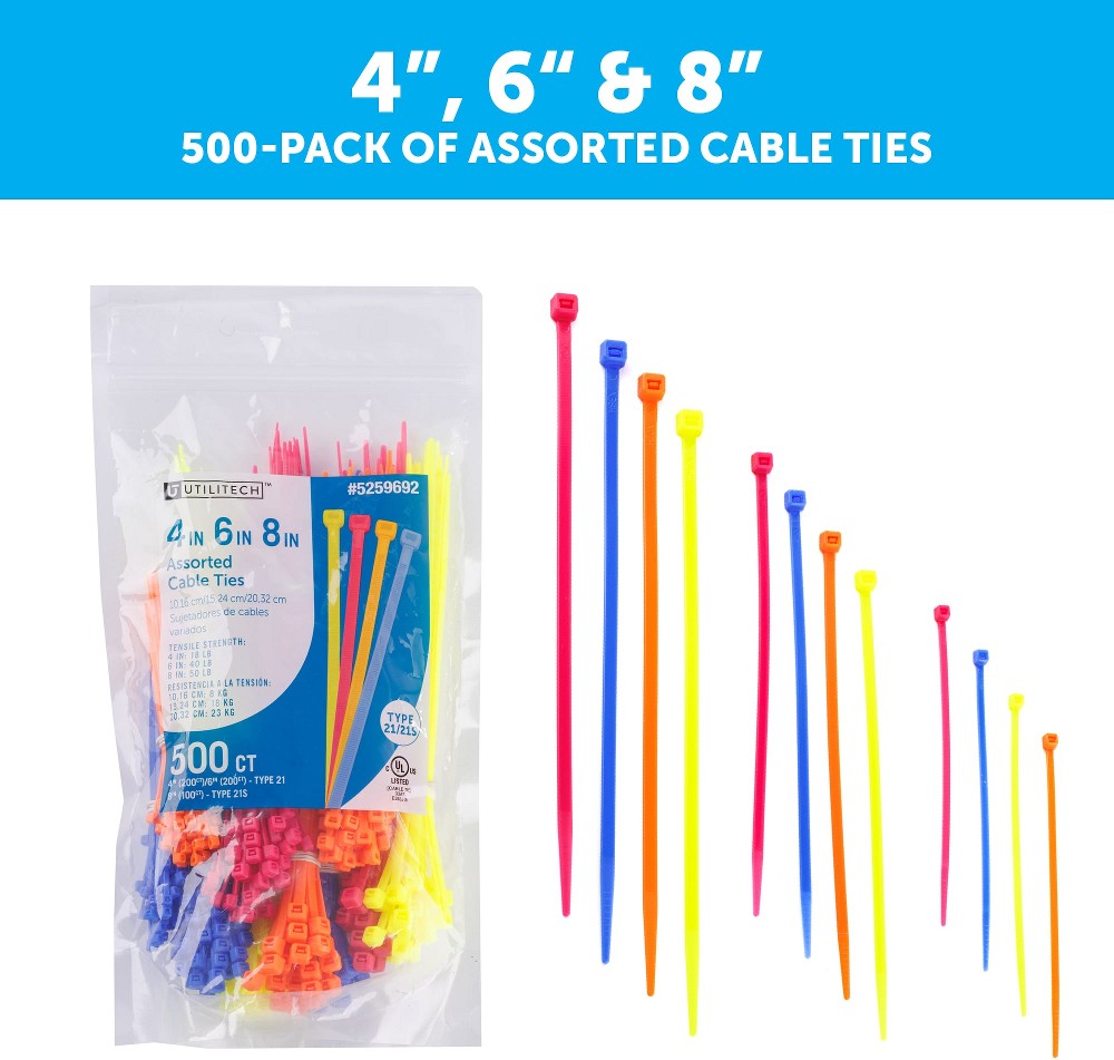 Multiple Sizes Nylon Zip ties Multiple colors/finishes ( 500